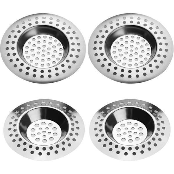 Rustfritt Stål Sink Sil Strainer Filtersett med 4, Avløpsfilter, Sinkpropp for Dusj, Bad eller Kjøkken Avløpsfilter for Vask