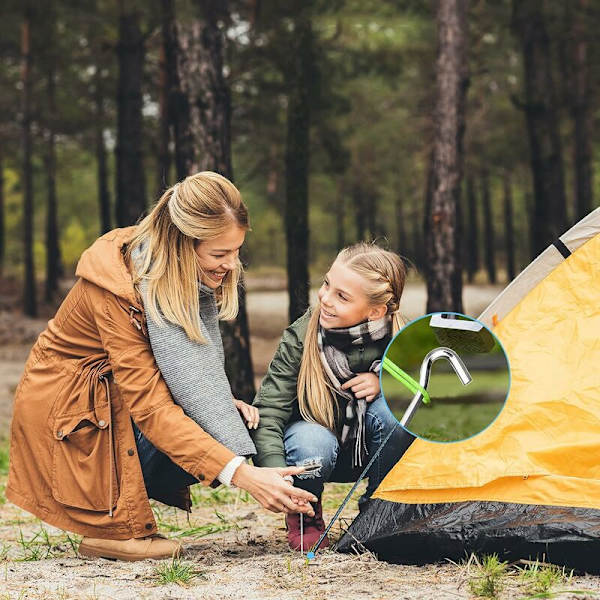 18 stycken tältpinnar i stål för tält, metalltältkrokar i stål med transportväska, idealiska för camping, markis, nät, presenning