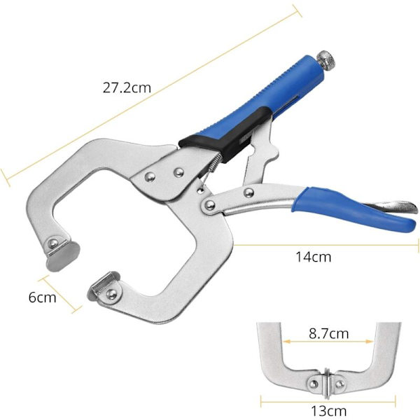 C-Klemme 2 stk 11\" Heavy Duty Vice Clamp Kit med Justerbar Skrue Stål C-Klemme Svejsning Klemmer Gummi Greb og Hurtig Udløsning Håndtag Klemmeværktøjer til