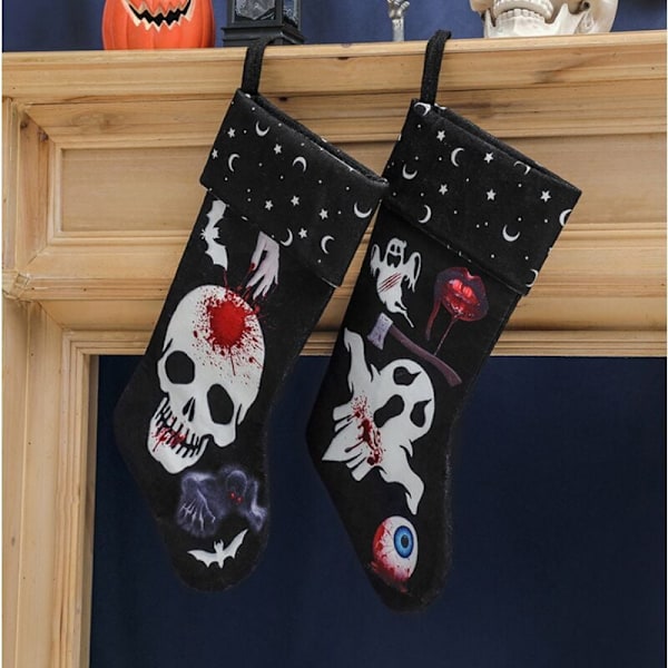 Halloween Strømpe Dekoration Spøgelse Vedhæng Hængende Strømper Ornamenter 2stk(kranie stil), Sunny