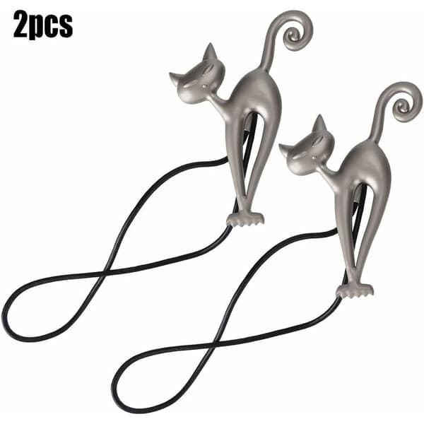 Gardinklips i metall med magnetisk kattform
