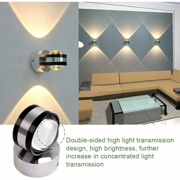6W LED Indendørs Vægskinne Dekorativ Lampe Moderne Kreativ Original Belysningsdesign Aluminium Lys til Soveværelse Hjem Gang Stue Varmt Hvid [E