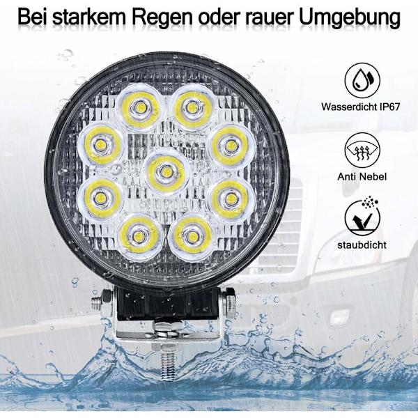Pakke med 4 27W LED Arbejdslys Runde Arbejdslys Offroad Spotlight Floodlight Spotlight Floodlight Worklight til ATV SUV ATV Traktor Have 1755LM Sort