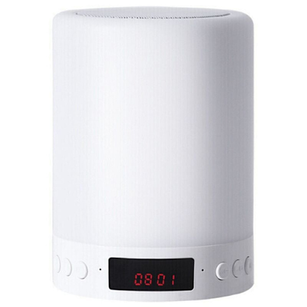 Bluetooth-kaiutinlamppu, älykäs LED-yövalo herätyskellolla, jossa 3 himmennettävää kosketustilaa ja 7 väriä