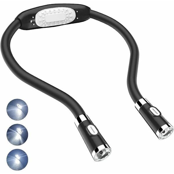 LED-läslampa, Halslampa Händerfri lampa Flexibel LED-nattlampa runt halsen Batteridriven för DIY, Stickning, Reparation, Camping, Resa, Grillning