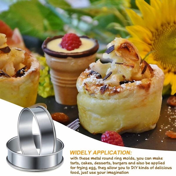 6 stk muffinsringer Dobbelt rullet ring Rustfritt stål Muffinsringer Metall Rund ringform for matlaging