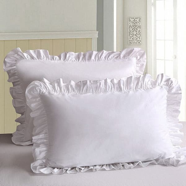 100% bomullskrusning pute Ruffled pute Hvit