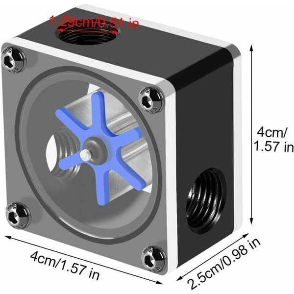 Strømmålerindikatorsensorbryter 6 Impeller 3-veis G1/4-gjenge Strømmålerindikator for PC-vannkjølingssystem