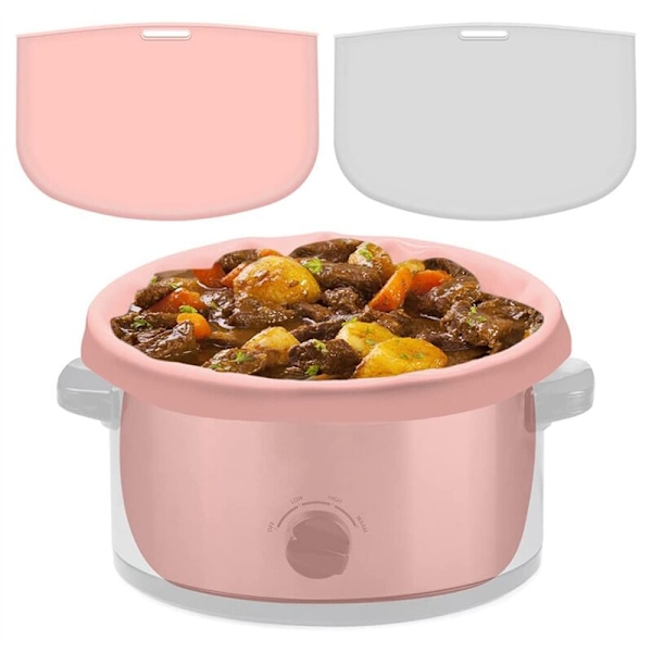 2-pack Långkokare Foder - Återanvändbar Delare Spishäll, Silikon Bakform 6 Liter (Grå + Rosa)