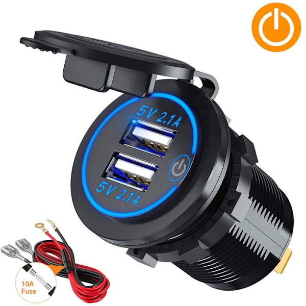 Billadninglader 4.2a Dobbelt USB Billadning Åbning Berøringsskifte 12V24V HIASDFLS