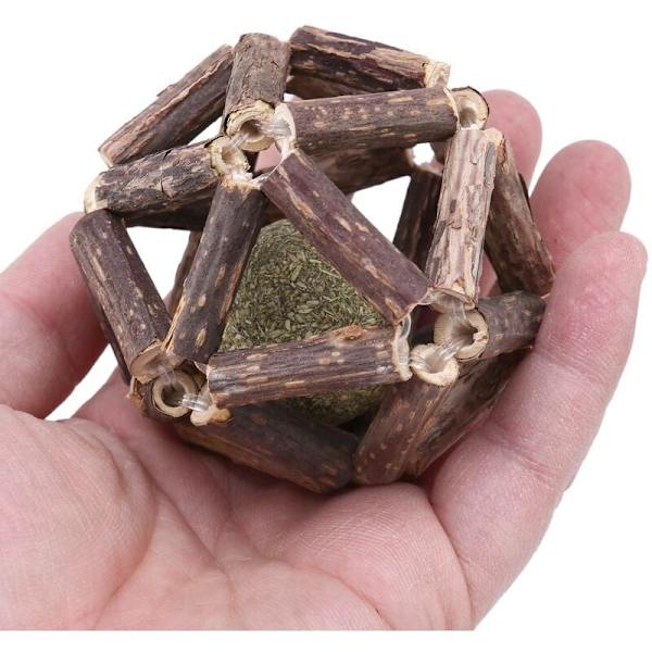 Kæledyr Catnip Bold Exquisite Pet Bite Legetøj Rengøring Molar Care Bold Håndlavet Træ Kat Legetøj Pet Rehabilitering