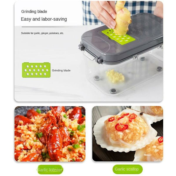 Slicer för grönsaker, rivjärn, hackare, förvaring, förvaringslåda, köksredskap