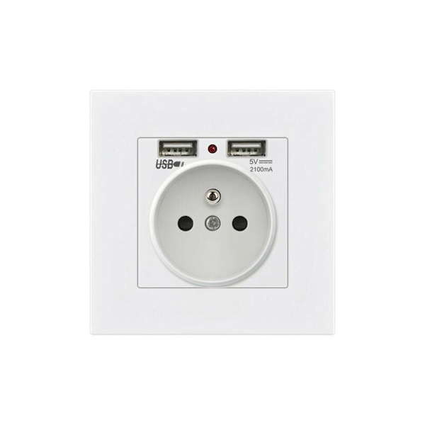 2 kpl seinäpistorasiaa, seinä sähköpistorasia kaksois-USB 5V/2100mA, upotettu pistorasia 2 USB-portilla Käytännöllinen ja kätevä