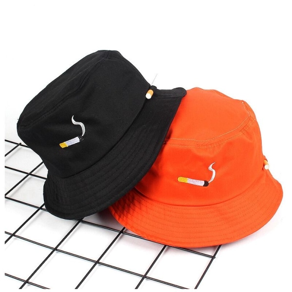 Kvindernes Broderi Spand Hat Hip Hop Fisker Hat Voksen Sommer Hat Elskere Flad Hat Sort