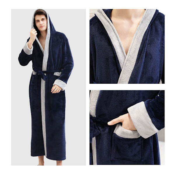 Mjuk och fluffig badrock för män: polyester, varm och lätt, för optimal komfort.