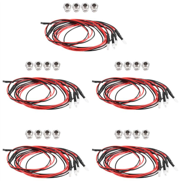4 LED 3mm RC Ljus Kit för 1/10 Bil Lastbil Crawler Modell Drift Strålkastare Bakljus, Vit & Röd