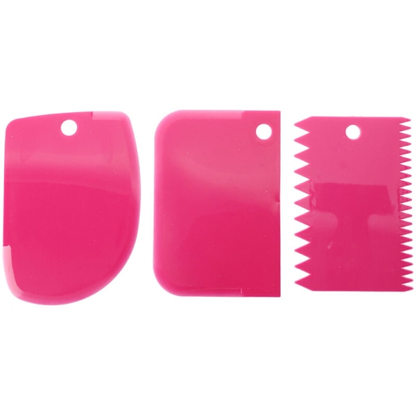 3 PLASTIKKAKESPATEL FONDANT BAKERY JEVN GLATT Serrated (rød)
