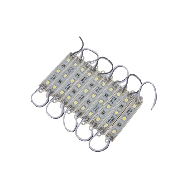 1X10Pcs 5050 SMD 3 LED-modul strenglys vanntett DC 12V kald hvit