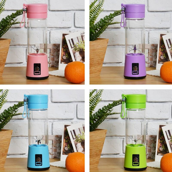 Bærbar Elektrisk Frugtpresser USB Lomme Grøntsagssaftpresser Blender Genopladelig Mini Saftfremstilling Skæring med Lilla Opladningskabel