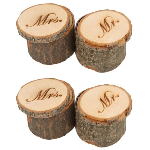 4 kpl Mr ja Shabby Chic Rustic Häärenkaiden Tyynypidike Puinen Laatikko