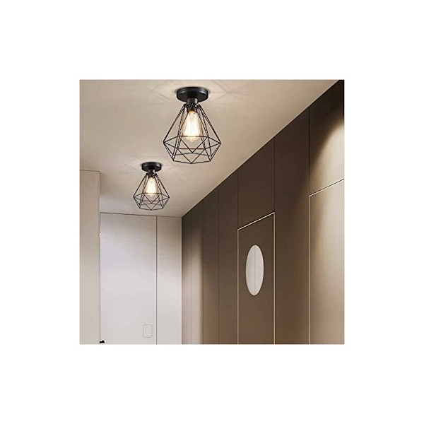 2-pack Industriella Taklampor i Metall, Retro Design, Hängande Lampor, E27 Max 40W, Perfekt för Vardagsrum, Sovrum, Café, Bar, Restaurang