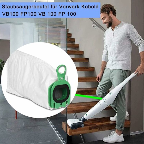 12 støvsugerposer til Vorwerk Kobold VB100 VB 100, udskiftningsstøvsugerpose til Vorwerk Kobold FP100 FP 100 støvsuger