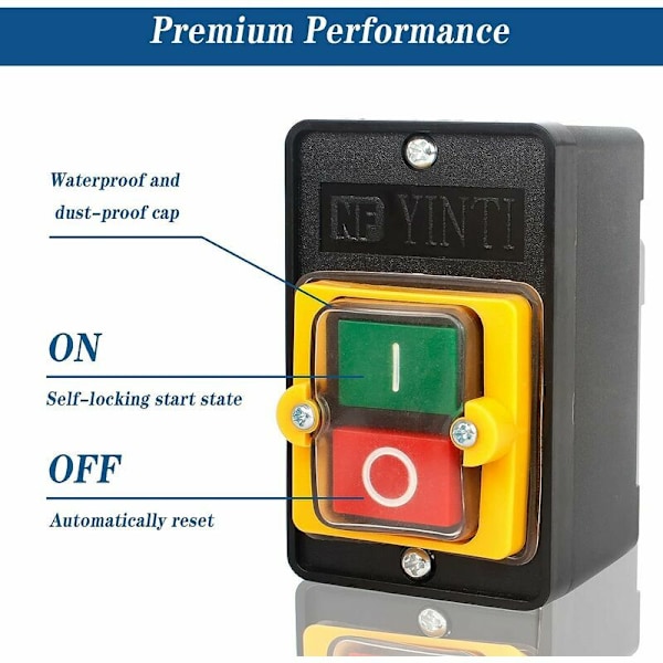 Painikkeellinen kytkin, 2 kpl painikkeellisia kytkimiä mekaanisiin laitteisiin ja tekstiiliteollisuuden koneisiin, vedenkestävä painikekytkin voi ohjata moottoria suoraan