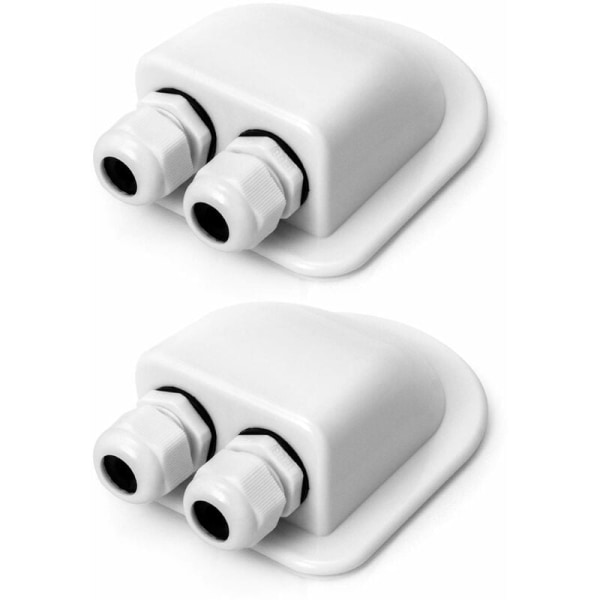 2PCS Roof Pass-Through IP68 Waterproof Solar Cable Gland Weatherproof Double Cable Entry Box, Caravan and Boat ABS Cable Gland, White