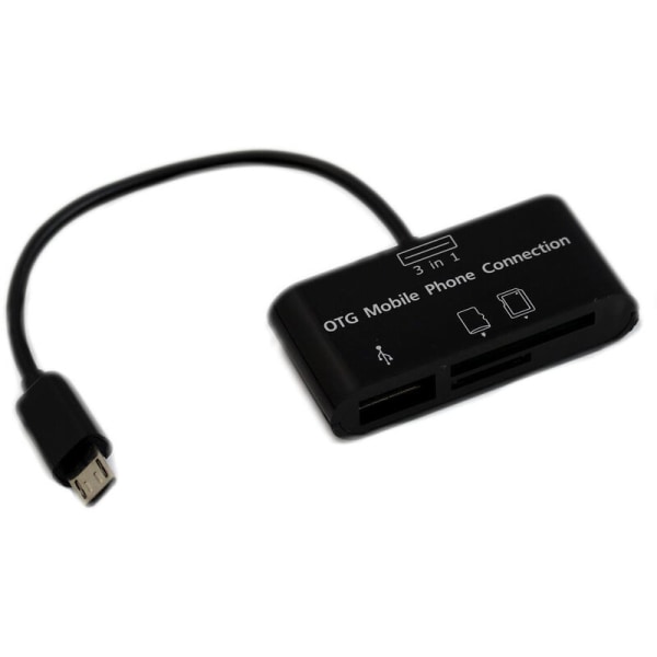 USB-tilkoblingssett Svart multifunksjonskortleser SD -SD HUB for OTG-mobiltelefon