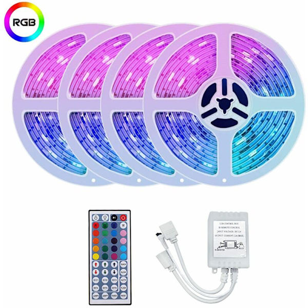 2835 RGB LED-strip 20M Fleksibel LED-strip med 44-tasters fjernbetjening + controller til Valentinsdag soveværelse