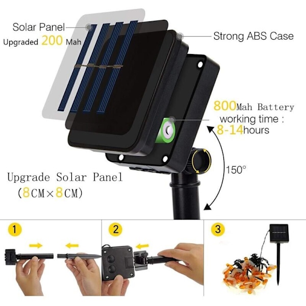 Solcelled Hage Lyslenke 50 LED 7M 8 Moduser Vanntett Utendørs Innendørs Lyslenke for Gjerde, Plen, Terrasse, Sommerfest, Jul, Ferie (Varmt