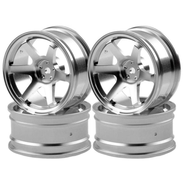 4P 6-Spoke Aluminum Alloy Rim for RC 1/10 On-Road 1052 Drift TE37+, Silver