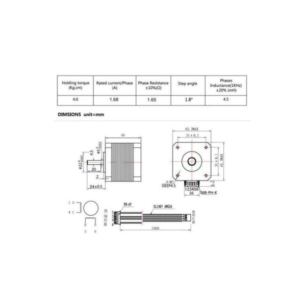 2 kpl 12V 42mm 1.8 asteen askelmoottori NEMA17 2-vaiheinen 3D-tulostimelle CNC-robotille