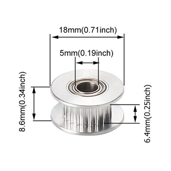 2X 3D-skrivartidsrems-spännare, D' x Unitak 3D-uppgradering för 3D-skrivare, -10S, X3