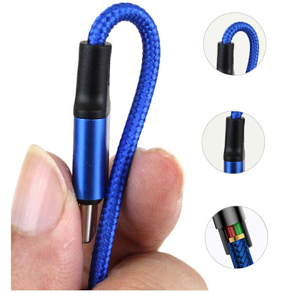 Multi USB-kabel, 3-i-1 Multi USB-laddningskabel Nylonflätad Snabbladdning - 1,2M, Guld-DENUOTOP