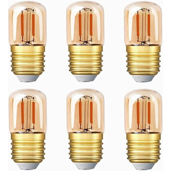 Mini-LED-lamppu, 1W T28 Edison LED-hehkulanka-lamppu E27-kierrekanta 2200K Super lämmin valkoinen lamppu koristeluun‎ 80 lm ei himmennettävissä (keltainen lasi