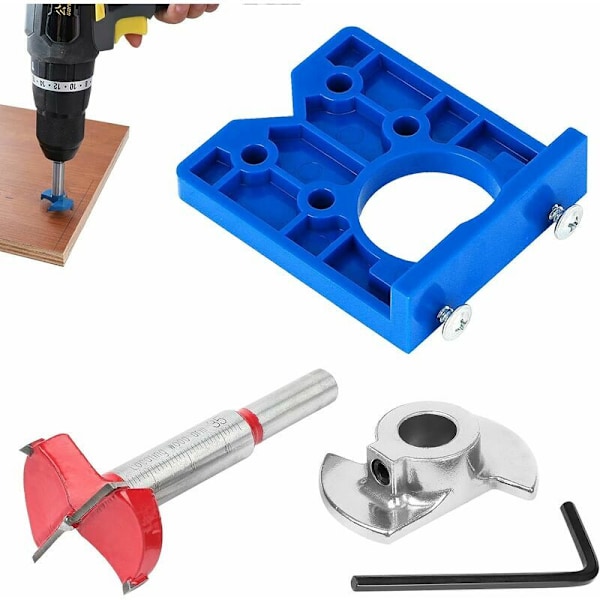 4 stk Skjulte Hengsel Jig, Hengsel Bor Jig Borbitt Tre Forstner Hengsel Hullåpner Lokator Hengsel Forming Borbitt 35mm for Char Installasjon