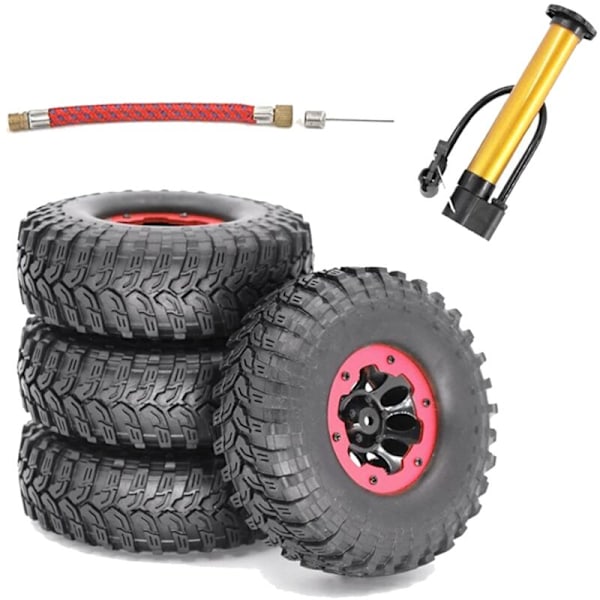 4 st SCX10 AX10 Uppblåsbara 114 mm 1,9 tum Pneumatiska Däck Beadlock Hjul för 1/10 RC Crawler Truck Wraith SCX10, Svart