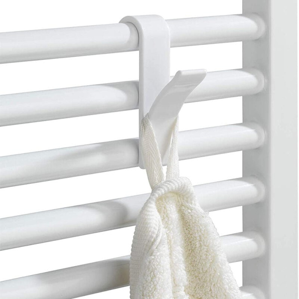 12 stk. Høj kvalitet Håndklædeholder, Rørformet Badekrog Holder til Radiator, Badeværelse Hylde Radiator Cover Krog Tilbage-Hvid