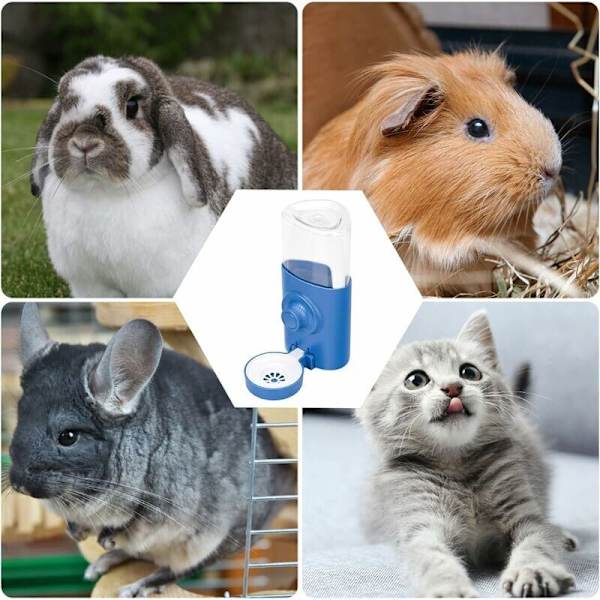 600 ml hängande kanin vattenfontän automatisk kanin vattenfontän hängande vattenfontän katt hamster kanin blå
