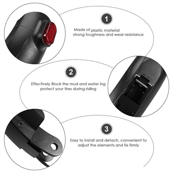 Elektrisk scooter bagskærm + baglygte, skateboarddele E tilbehør