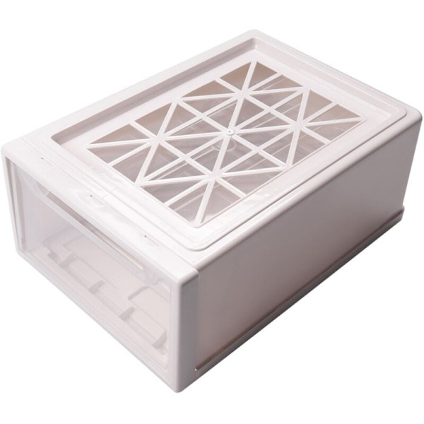Husholdning Beige PP Transparent Stablebar Skuff Oppbevaringsboks Beholder Organizer Sett-XL