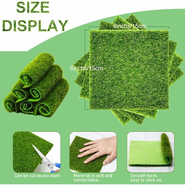 16 stykker kunstig gress miniatyr fe hage plen realistisk DIY simulering ornamental fe hage-Sunny