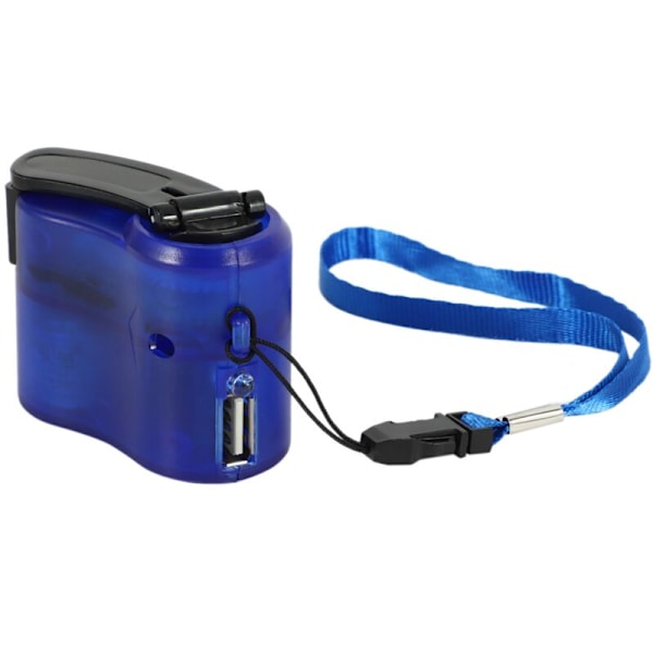 EDC USB-puhelimen hätälaturi retkeilyyn, vaellukseen, urheiluun, ulkoiluun, matkustamiseen - käsikampi, vaihde, työkalut, selviytyminen - sininen