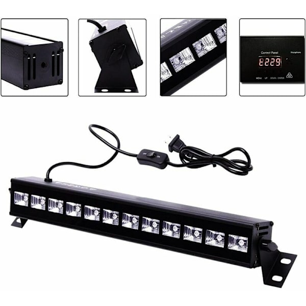 UV-lyslist, 36W UV-projektor lilla lys 12 LED-er, svart lyslampe veggvaskerlampe perfekt scenebelysning for klubb, fest, diskotek, KTV, Sunny