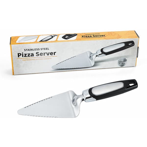Tærte- og pizzaserver - Rustfrit stål - Sølv og sort - 25 cm
