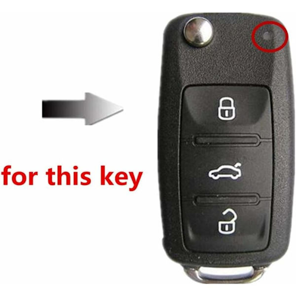 1-pack, ABS kolfiberfodral + silikonnyckelring för Volkswagen Bora Beetle Tiguan Polo Passat Jetta Seat Sagitar Golf 6, 3 nycklar (svart och blå