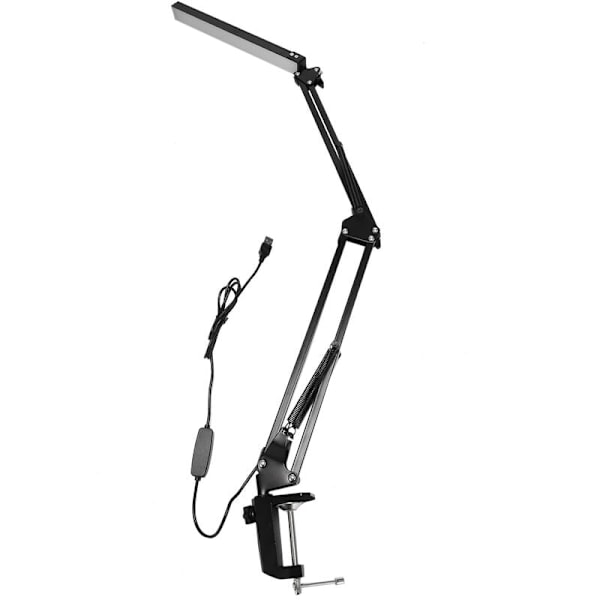 LED-skrivbordslampa, 14W Swing Arm Architect Lamp, skrivbordslampa med 3 färglägen, ögonskydd, flexibel klämlampa