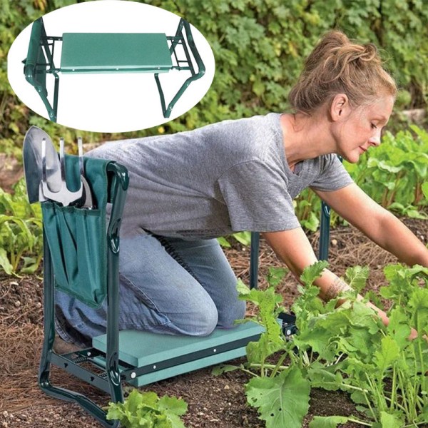 Trädgårdsknäbänk och sits, hopfällbar trädgårdspall Heavy Duty trädgårdsbänk för att knäböja och sitta, förhindra knä- och ryggsmärtor