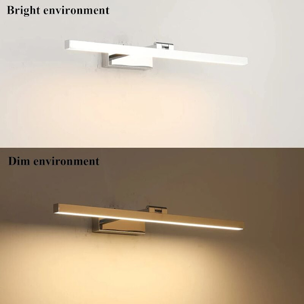 LED Badeværelsesspejl Lampe 50cm, 12W, IP44 Vandafvisende Badeværelsesvæglampe 180° Drejelig, Moderne Badeværelsesspejllampe, Kold Hvid 3000K, Sort, Sølv